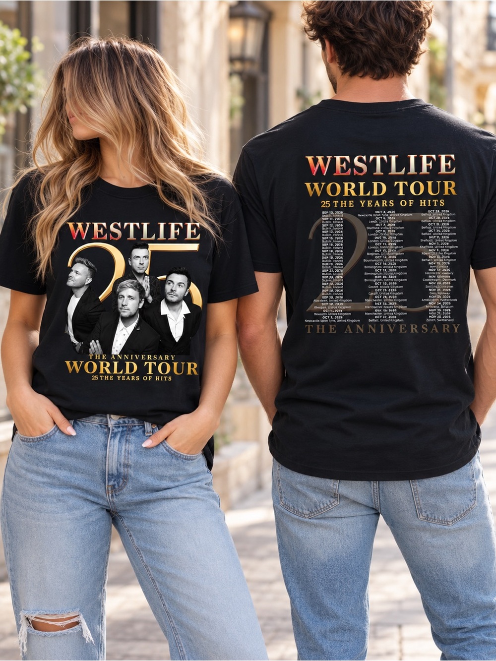 Gildan Westlife 25th Anniversary World Tour Black Graphic Tee